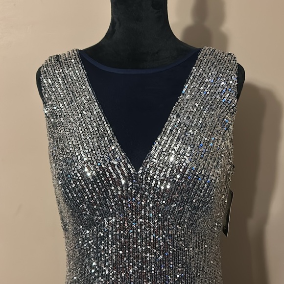 sequins silver and navy blue dress - Picture 4 of 7
